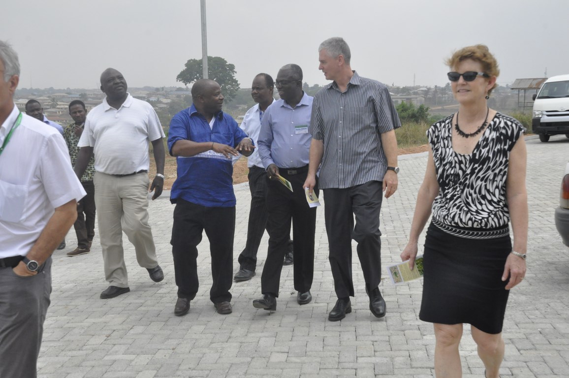 DG Sanginga (second from left) tours the BIP with Frank (second from right) and other guests. 