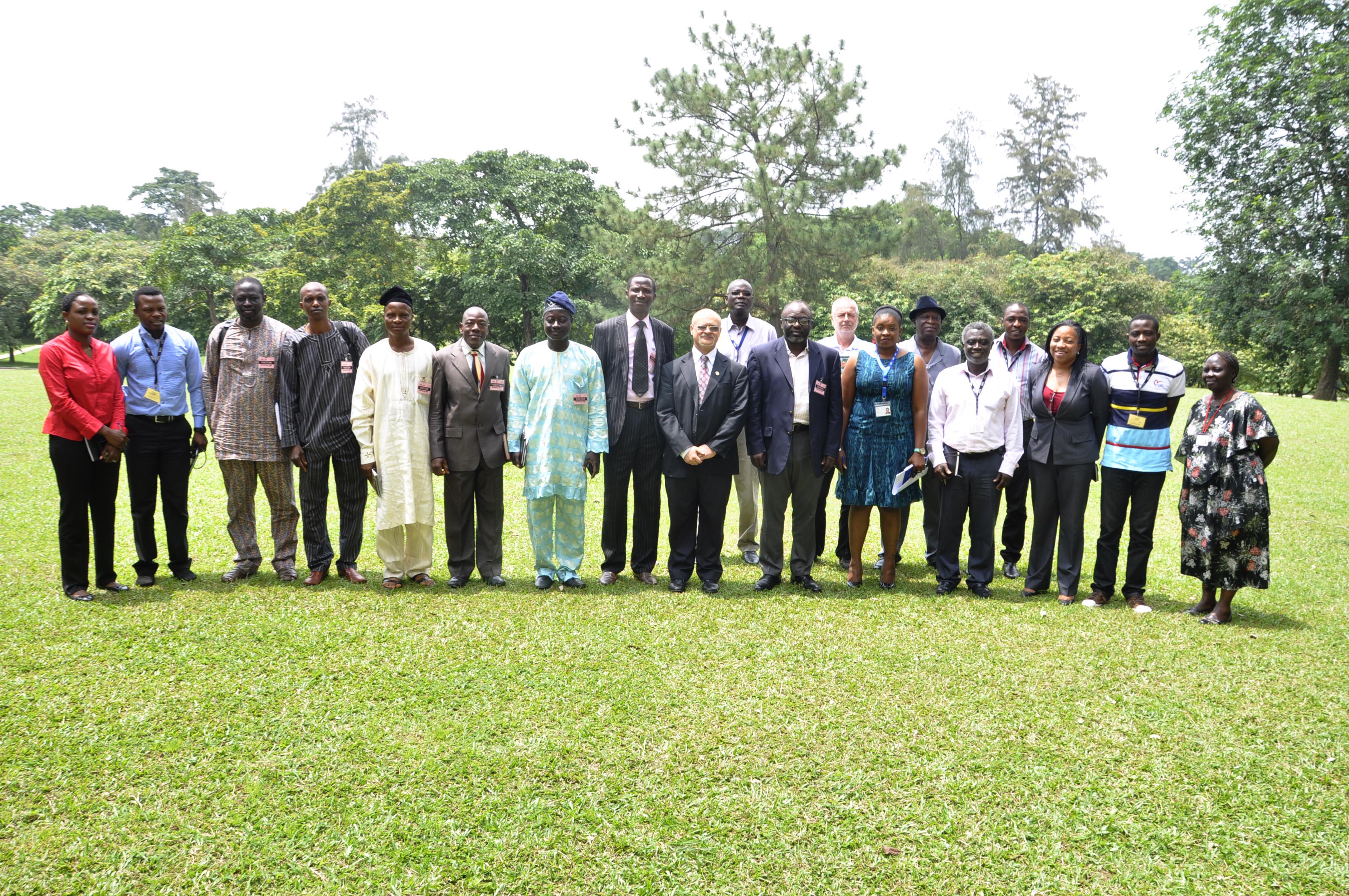 The delegates from the State of Osun (third-eighth and eleventh from left) flanked by IITA scientists and members of staff.