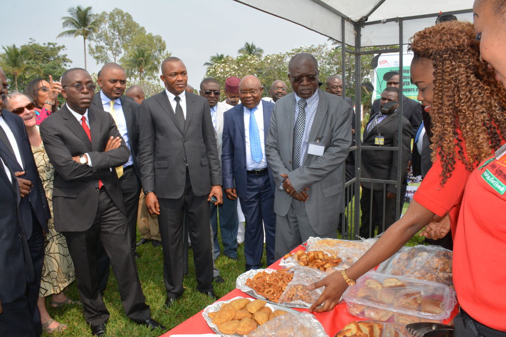 Picture of The IITA Youth Agripreneurs showcasing food products developed from various staple crops.