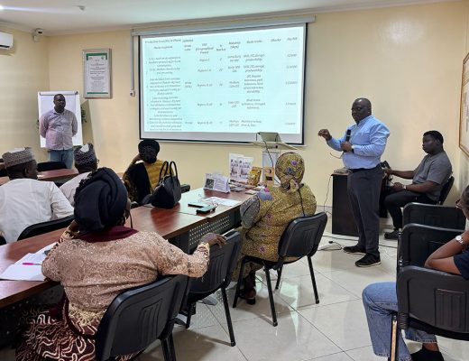 Dr Olaniyi Oyatomi, IITA Plant Geneticist speaking during the PDT meeting in Abuja.