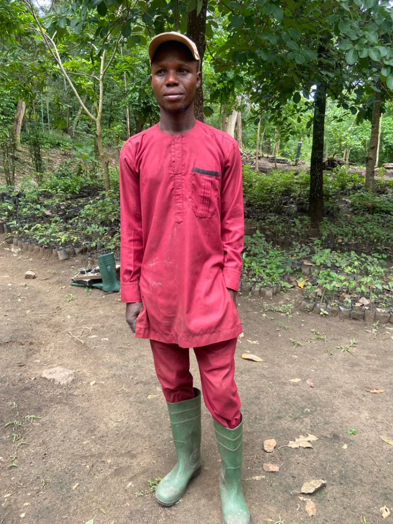 Samuel Peters Taiwo after the day's work at the Olokemeji Reforestation Nursery.